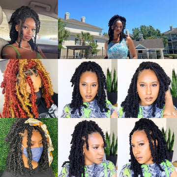 12 inch Short Butterfly Locs Crochet Hair Distressed Bob Faux Locs Crochet Braids Pre Looped Butterfly Locs Hair